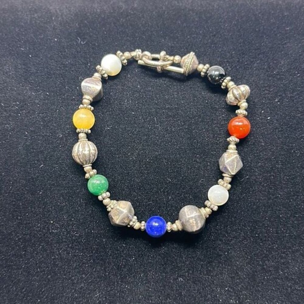 Unmarked sterling silver stones bracelet 925